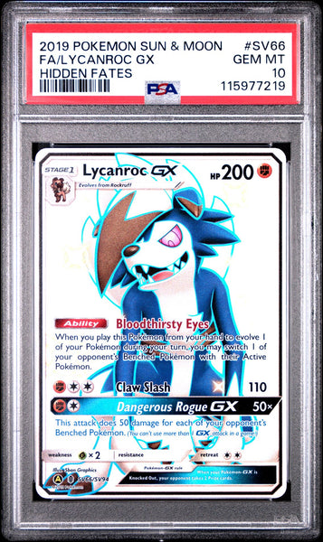 PSA 10 Lycanroc GX - Hidden Fates