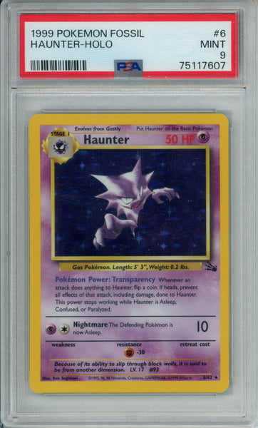 PSA 9 Haunter Fossil Holo Unlimited