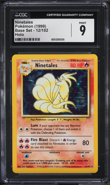 CGC 9 Ninetales Base Set Holo - Unlimited